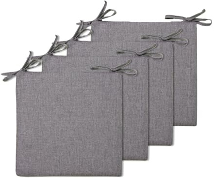 BESTORI Coussins de Chaise Lot de 4 45 x 45 cm avec Attaches Coussins Lavable de Chaise Extérieur Intérieur Coussin de Siège de Jardin pour Extérieur, Jardin, BalconGris 1