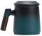 MBSM Infuseur à thé avec couvercle, poignée en bois, tasse à thé en céramique, tasse à thé en vrac, tasse à thé noir mat, 375 ml, tasse à thé asiatique, cadeau pour homme et femme (noir et vert)