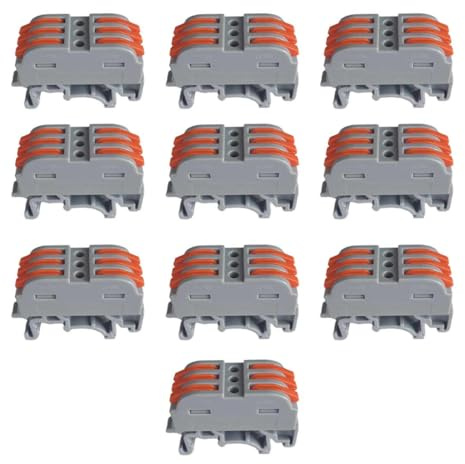 A2ZWORLD 10 conectores rápidos de carril DIN, bloque de terminales de palanca de cable conector bilateral (3 puertos)