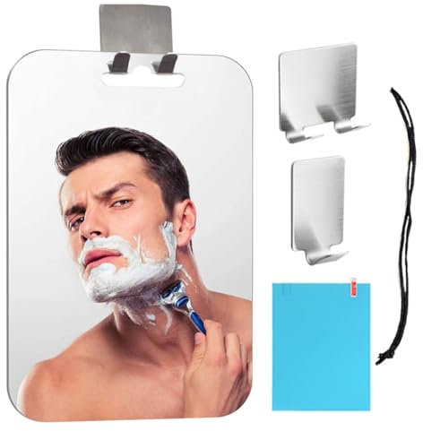 Stianiiie Anti-Fog Mirror, Large Size: 9.84 L x 7.09 W, High-Definition Bathroom Fogless Shower Mirror, Frameless, Impact Resistance Bathroom Wall Hanging Shower Accessories, Safe & Durable