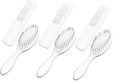 HAPINARY 3 Sets Baby Hair Brush and Detangle Comb for Toddlers and Newborns with Plastic Handles, Soft Scalp Massaging and Knot Removal, for Baby Registry and Shower Gifts