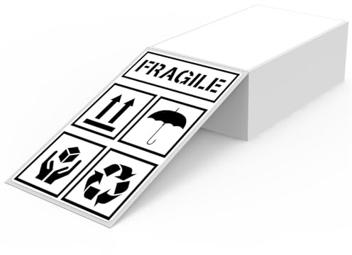 YIKIADA vita fraktetiketter 76 x 127 mm vinyl självhäftande termoklistermärken vattentät perforerad etikettskrivare etiketter för kontor lager namn adress 250 stycken