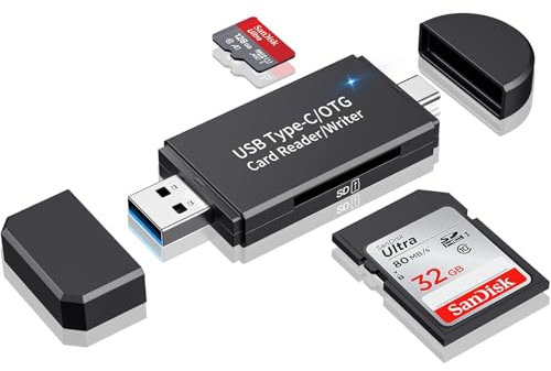 SD Card Reader, 3.0 Micro SD Card Reader & USB C Card Reader Memory Card Reader OTG SD Adapter for SDXC, SDHC, SD MMC, TF RS-MMC Micro SD and UHS-I Cards with Windows Smartphone Computer Laptop etc