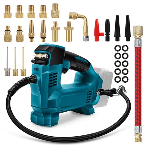 Akku Kompressor Kompatibel mit Makita 18V, Tragbare Handheld Auto Akku-Kompressor Luftpumpe fahrradpumpe, Elektrische Luftkompressor für Autos, Motorräder, Fahrräder, Sportbälle (ohne Akku)