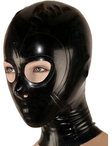 YZPNBW BDSM Knebel Maske Fetisch Rubber Maske Latex Maske Heroine Maske Bondage Cosplay Masken SM Mit Reißverschluss Offene Nase Folter Maske Komplett Erotik Restrictions Maske Kopfmaske