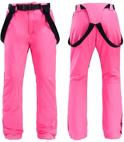 FGAQLUK Skihosen for Herren Und Damen, Skihosen for Erwachsene, wasserdichte Und Winddichte Skihosen, Warme Und Atmungsaktive Wintersportbekleidung(Rosa,XL)