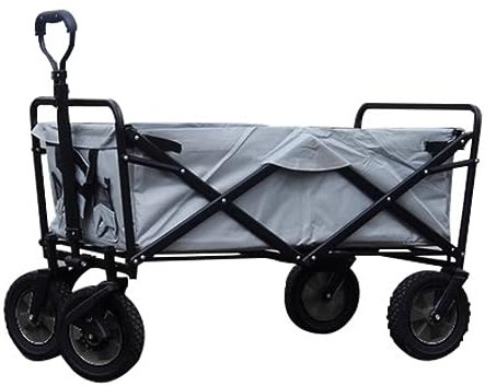 Chariot de plage pliable avec chariot de jardin robuste pour activités de plein air, chariot de traction avec 4 roues de plage