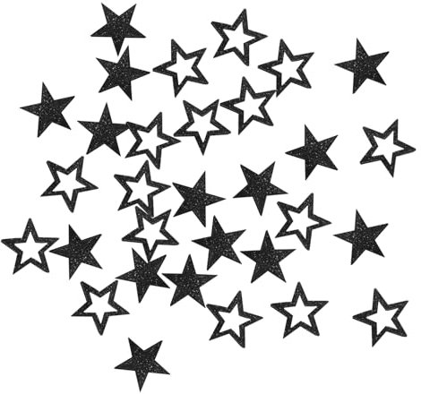 Oblique Unique Holz Sterne Schwarz mit Glitzer als Konfetti Tisch Streu Geschenk Deko für Weihnachten DIY Dekoration Basteln (Schwarz)