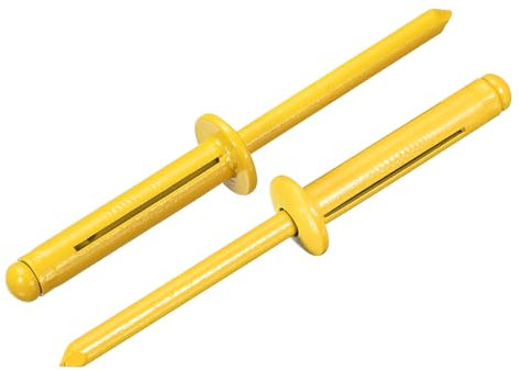 sourcing map Tri-Grip-Nieten aus Aluminium, rund, 3/16 x 2,5 cm, Tri-Grip-Nieten, Sortiment für Heimwerker, Blech, Autoreparaturen, Möbel, Boote, Gelb, 60 Stück