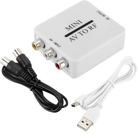 Nicear Bidirectional RCA/Composite AV To RF Modulator Converter AV2 Adapter PAL/NTSC/SECAM To PAL/NTSC TV System Compatible with DVD/VCR/PS/Projector (White, Plug and Play)