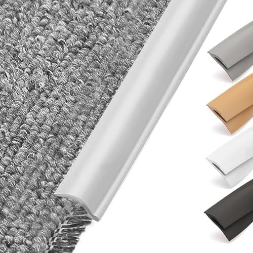 Selbstklebende Teppich Randleiste, PVC Übergangsstreifen für Boden, Randversiegelungsleiste für Teppich und Holzboden, Fußmatten Randleiste, Weiß(10m)