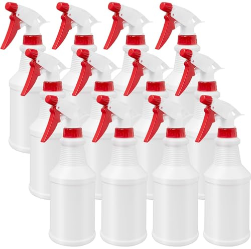 Lote de 12 botellas de spray de plástico 500 ml recargables, vaporizador vacío con boquilla ajustable, chorro/niebla, botella impermeable para limpieza, cocina, cuarto de baño, jardín, uso doméstico o