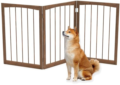 SOARS Cancelletto per Cani Pieghevoli 159 x 76 cm (Marrone) | Barriera per Cani in Legno a 3 Pannelli, Recinzione per Scale, Ingressi e Corridoi