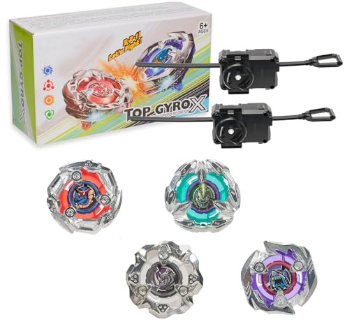 BGOVTAPO X Kampfkreisel Set, mit 4 Burst-Kreiseln & 2 Startern, Ultimatives Battle-Set für Kinder ab 6 J