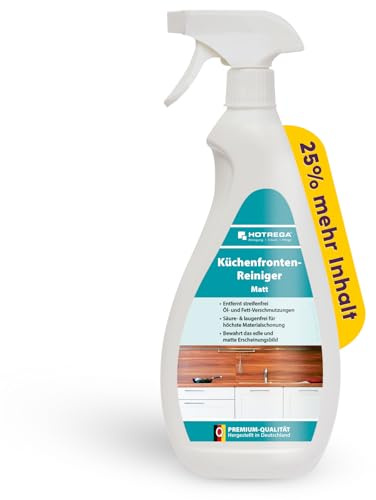 HOTREGA Küchenfronten Reiniger Matt 750 ml | Für matte Designoberflächen | Pflegt Lack, Folie & Kunststoff | Entfernt Fett, Fingerabdrücke + Wasserflecken | Streifenfrei ohne Nachpolieren | Chlorfrei