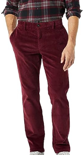 Generisch Pantalon en velours côtelé pour homme - Couleur unie - Pantalon de loisirs baggy - Jambes larges - Pantalon en Corduroy - Coupe droite - Pantalon chino - Taille élastique - Pantalon