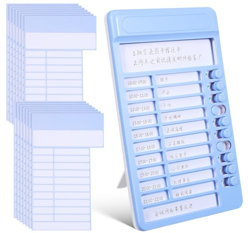 BESTonZON Tablero de Planificación Multifuncional Azul de Plástico para Escritorio Organizador de Tareas Diarias y Rutinas para Pequeños Sistema de Motivación y Deslizadores Ajustables