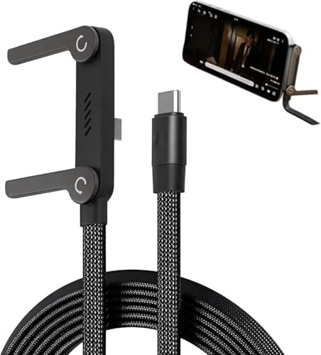 JIABAOZ Cavo di ricarica con supporto invisibile,Cavo Type-C 2 in 1 con integrato per smartphone, Cavi di ricarica rapida intrecciati per smartphone e tablet