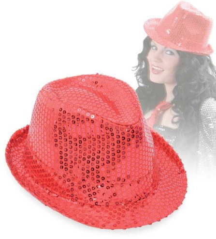 FASCHING 38557 Paillettenhut rot Damenhut Hut NEU/OVP