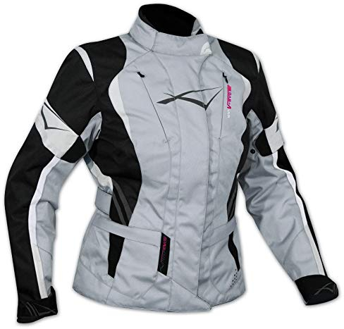 A-Pro Lady Giacca Moto Donna Impermeabile Termica Sfoderabile Protezioni CE Grigio L