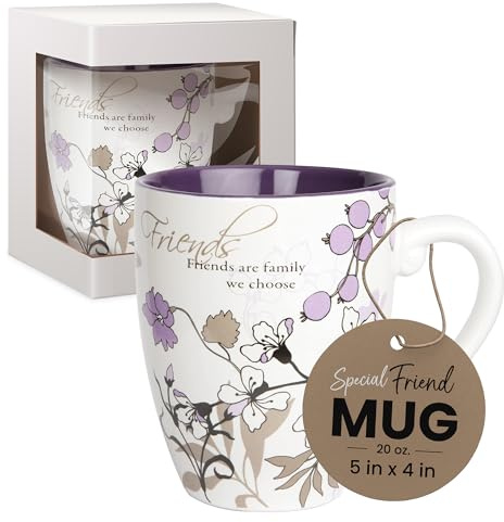 Pavilion Gift Company - Friend Coffee Mug - Mark My Words Friend Mug with Friends Are Family We Choose Design - Ceramic Coffee Cup for Friends, Microwave & Dishwasher Compatible - Multicolor, 20 oz