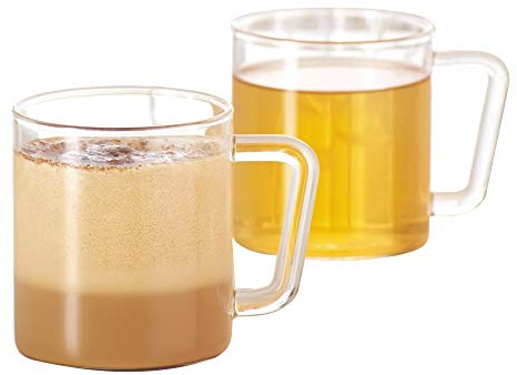Borosil VCLM305 Vision Classic Large Mug [Set of 4] Clear Lightweight & Durable Drinkware, Drinking Mug For Coffee, Tea, or Latte, Heat Resistant, Dishwasher Safe |10 Ounce Cups