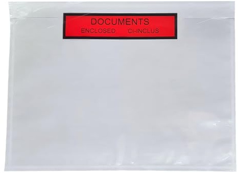 Lots de Pochette porte document ci-inclus format A5 (A4 plié en 2) Pochette d’Expédition autocollante, imprimée documents ci-inclus - Enclosed - C5 225 x 165 mm pour colis, paquets UGPAI3