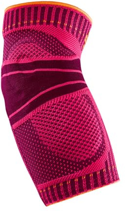 Bauerfeind, armbågsstöd, Sports Elbow Support, Unisex, 1 armbågsbandage som kan användas på vänster och höger armbåge, För bollspel, racketsporter och friidrott, Stabiliserar armbågsleden, Silikondyna, Storlek: XS, Rosa, 11469431950010