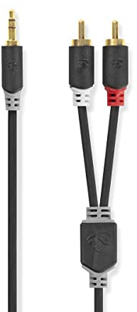 NEDIS - Câble audio stéréo - Fiche 3,5 mm - Fiche RCA - Plaqué or - 10 m - Rond - PVC - Anthracite
