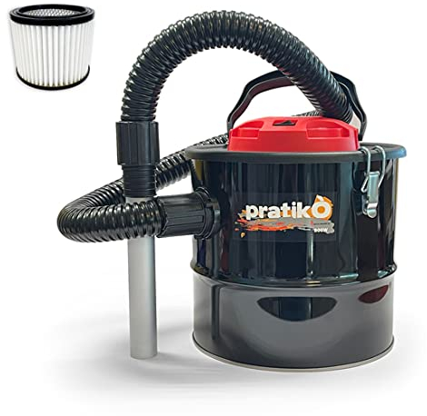 San Marco Aspiracenere elettrico Pratikò da 800 W per stufa a pellet o stufa a legna, con filtro HEPA lavabile, cavo elettrico da 160 cm e tubo flessibile da 120 cm oltre a 20 cm di beccuccio