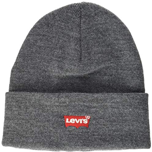 Levi's Herren Red Batwing Embroidered Slouchy Beanie Strickmütze, Grau (Regular Grey 55), One Size (Herstellergröße: UN)