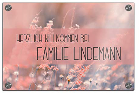 Türschild Namensschild für die Haustür 27x18 cm mit UV Druck und einem einzigartigem Design Eingangsschild Garten Familienschild Klingelschild Klingelplatte Funk-Klingel
