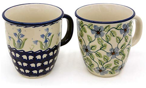 Bunzlauer Becher-Set aus 2 Bechern Mars 260 ml (Dekore Glockenblume und Tabea)