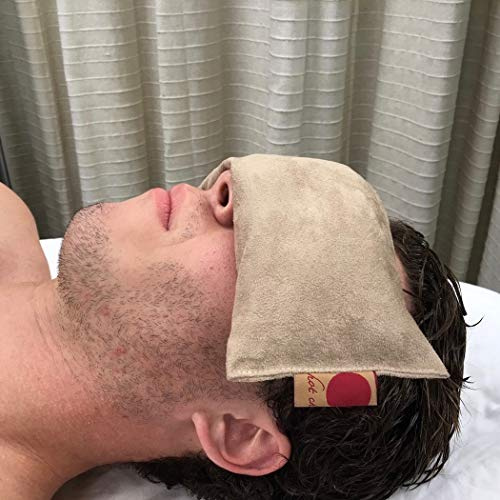Eye Pillow Tan Ultra Suede Cherry Pit-Stone Pack, Microwavable Hot/Cold Compress, Sustainable Heat Pack, Moist Heat, Headache Pain Relief, Yoga Gift
