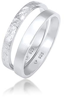 Elli Ring Damen Set Basic Look Gehämmert Kombinierbar 925 Silber