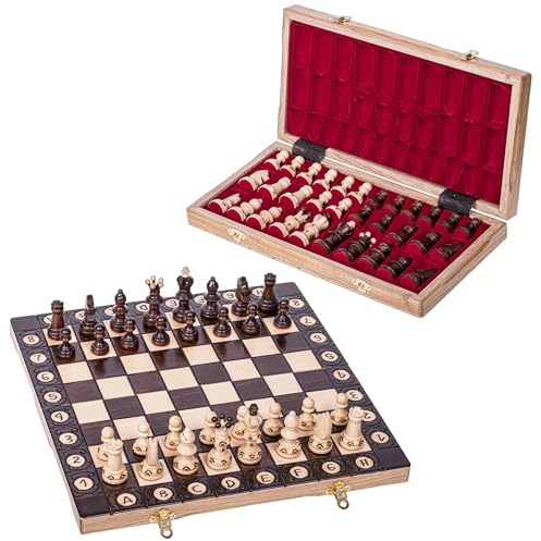SQUARE - Schack AMBASADOR Mini - 35 x 35 cm - Schackspel - Schackfigurer och schackbräde av trä