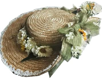 COSDREAMER Damen Viktorianischer klassischer Blumenhut (grün)