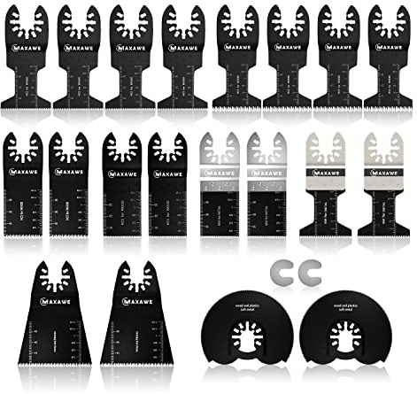 MaxAwe 22Stk Oszillierendes Sägeblätter Kit, Multitool Sägeblätter, Oszillierwerkzeug Zubehör Multifunktionswerkzeug Holzsägeblätter für Fein Multimaster, Makita, Dewalt