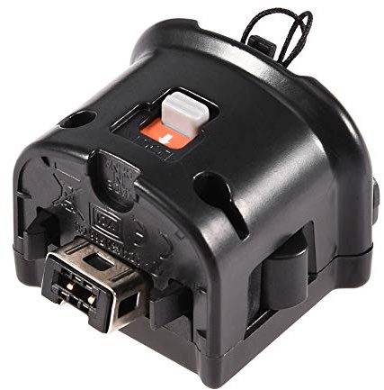 PUSOKEI Motion Plus Adapter, Griff Beschleuniger mit Silikonhülle, Externer Motion Plus Sensor Controller für Fernbedienung, Plug and Play(Schwarz)