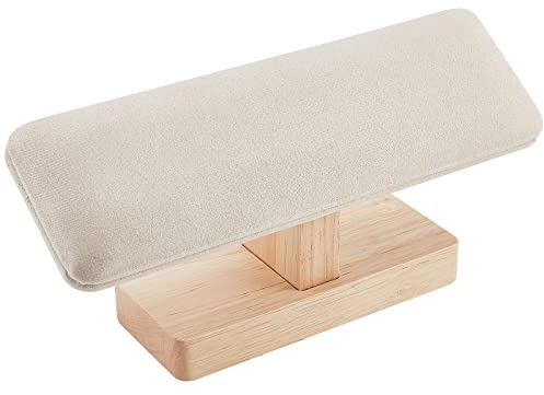 nbeads Holz Armbandständer Display, T-Bar Uhrenständer Armbandhalter Wildlederimitat Schmuck Organizer Abnehmbare Armreif-Anhänger Tower Rack für den Einzelhandel, Hellgrau, 19.5x5x8.9 cm