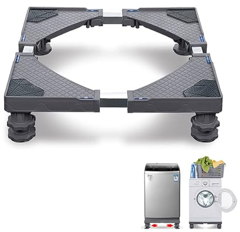 Aufun Base lavadora regulable carga máxima 200 kg con 4 pies, para lavadora, frigorífico, zócalo para secadora (Gris)