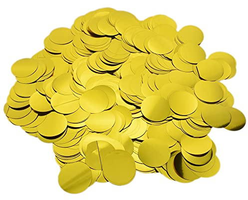 HAHIYO Gold 1Inch Foil Metallic Glitter Round Tissue Paper Confetti Table Decoration Confetti Dot Pastel Bulk Table Scatter Confetti Paper for Packaging Wedding Bachelorette Baby Shower Party, 5000PCs