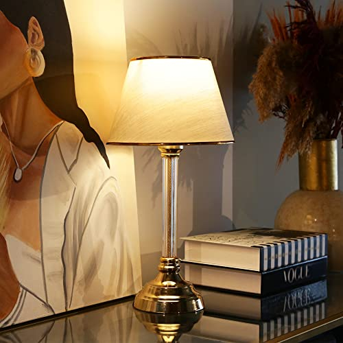 lux.pro Tischlampe Paisley Tischleuchte 1 x E27 Nachttischlampe Beige Lampenschirm aus Stoff