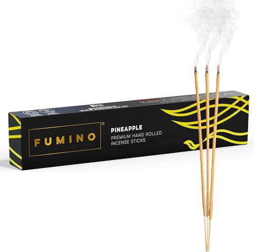 Fumino® Piña Incienso Fresco Hecho a Mano 14 Varillas por Caja (15g) Fragancia de Humo Masala Agarbatti Joss para la Relajación, Meditación, Antiestrés - Decoración de Hogar