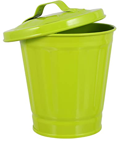 iplusmile 1 Pc Poubelle Métal Galvanisé Support De Pot De Papeterie Panier De Fleurs En Fer Pinceaux Maquillages Corbeille En Métal De Comptoir Seaux En Le Fer Mini-voiture
