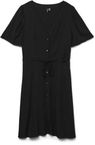 VERO MODA Damen Viskose Mini-Kleid Kurzarmkleid VMAlba 10292845 Black S