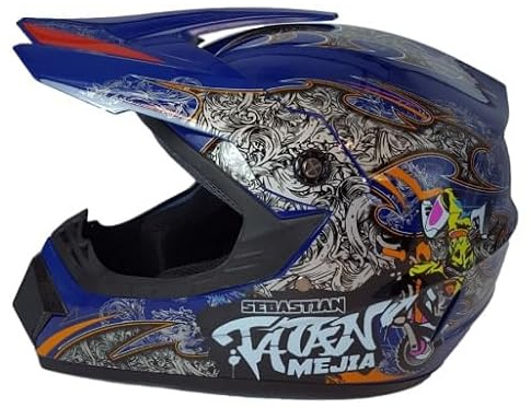 Kinder Crosshelm Mejia – Motorradhelm für Kinder, ABS-Schale, robuster Kinderhelm für Downhill, Quad und Motocross, Blau, Größe S, 53 – 54 cm