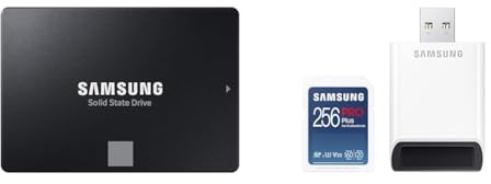 Samsung 870 EVO SATA III 2,5 Zoll SSD, 1 TB, 560 MB/s Lesen, 530 MB/s Schreiben & PRO Plus SD-Karte, 256 GB, UHS-I U3, Full HD & 4K UHD