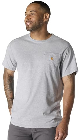 Carhartt Men's Force Relaxed Fit Midweight Short-Sleeve Pocket T-Shirt, Heather Grey, Large