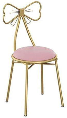 DELURA Hocker, Schminkstuhl, Schminkhocker, Hocker for Schminktisch, Schminkstuhl, Mädchen Stühle, Hocker for Schlafzimmer, Tischsitz-Schminkstuhl mit Goldenem Metallbein (Color : Pink)